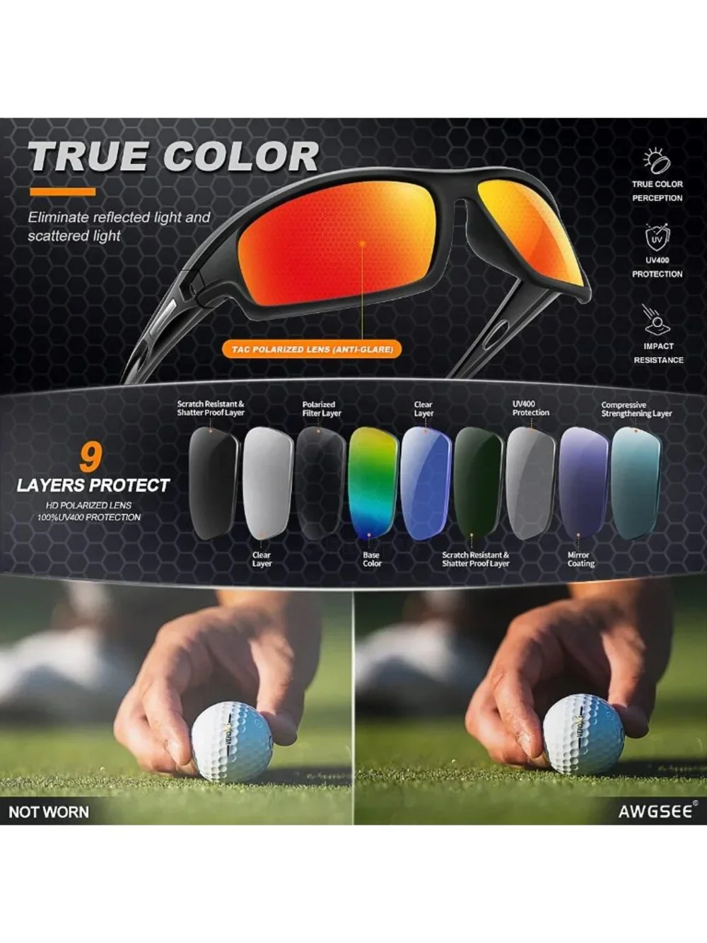 Polarized Sports Sunglasses | 100% UV Protection | Unbreakable Wrap-Around